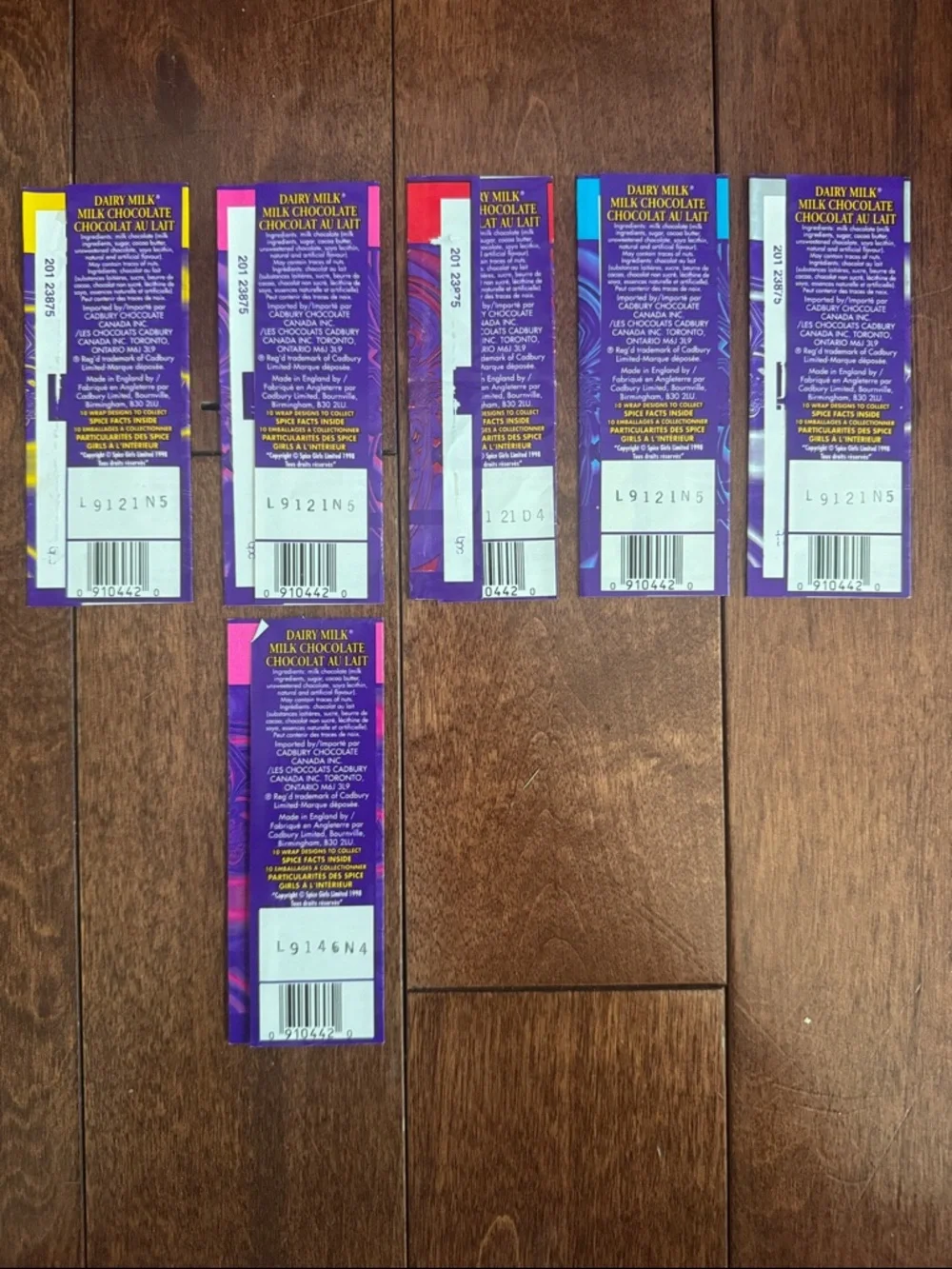 A Complete Set + 1 of 6 Cadbury Spice Girls Chocolate Wrappers - Picture 8 of 9